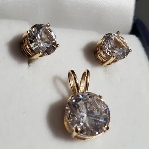 14K Gold Pendant and Earrings Set